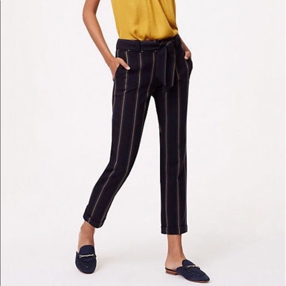 LOFT Pants - LOFT Striped Cropped Trouser Size 0